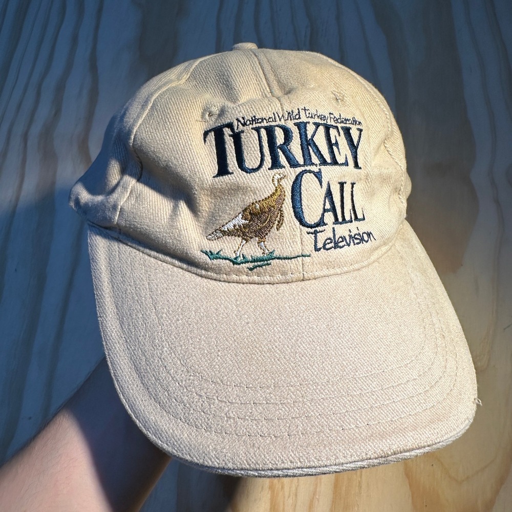 NWTF Turkey Call Television Tan Strapback Hat National Wild Turkey Federation